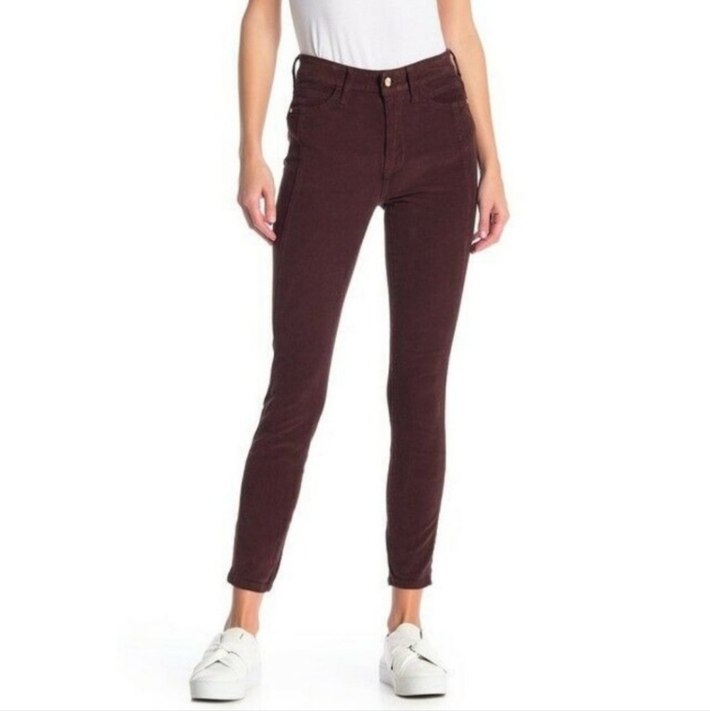 Sam Edelman Size 24 Burgundy Stiletto High Rise Skinny Ankle Corduroy Pants